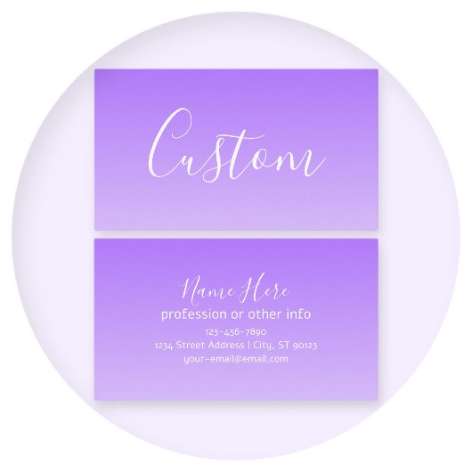 Cursive Script Name & Editable Light Lila Ombre Visitenkarte