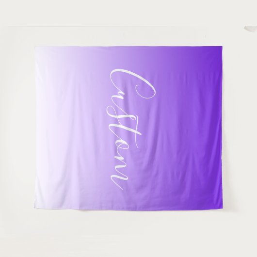 Cursive Script Name & Editable Light Lila Ombre Wandteppich (Vorderseite (Horizontal))