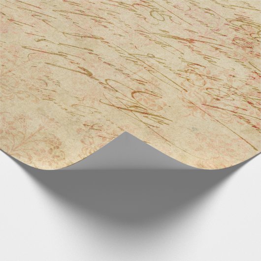 Cursive Script und Filigree auf Tan Geschenkpapier (Ecke)