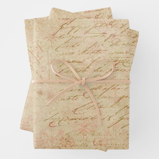 Cursive Script und Filigree auf Tan Geschenkpapier Set (Beispiel)
