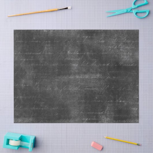 Cursive Skripte auf Distressive Black Decoupage Seidenpapier (Basteln)