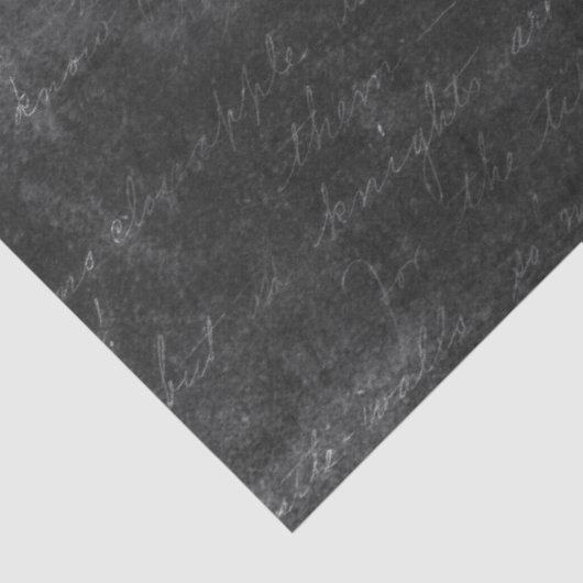 Cursive Skripte auf Distressive Black Decoupage Seidenpapier (Detail)