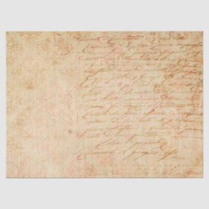 Cursive Skripte und Filigree auf Tan Decoupage Seidenpapier