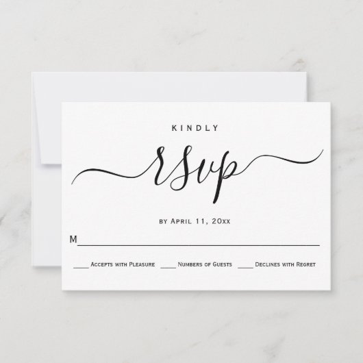 Cursive Skriptkalligrafie Hochzeit RSVP-Karte RSVP Karte (Vorderseite)