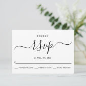 Cursive Skriptkalligrafie Hochzeit RSVP-Karte RSVP Karte (Stehend Vorderseite)