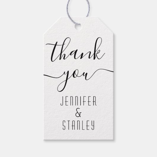 Cursive Skriptkalligrafie Hochzeit Vielen Dank Geschenkanhänger (Vorderseite)