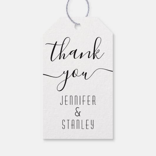 Cursive Skriptkalligrafie Hochzeit Vielen Dank Geschenkanhänger (Rückseite)