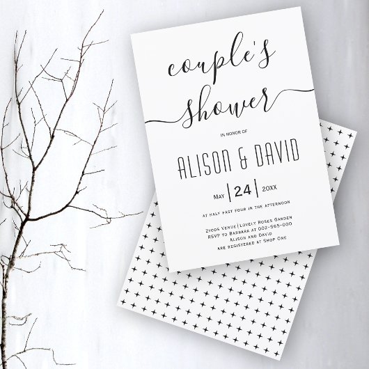 Cursive Skriptkalligrafie Hochzeitspaare duschen Einladung