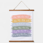 Cursive spanische Alphabet ästhetische Pinselstric Wandteppich Mit Holzrahmen (Vorderseite)