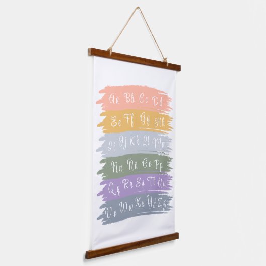 Cursive spanische Alphabet ästhetische Pinselstric Wandteppich Mit Holzrahmen (Gewinkelt)