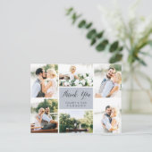 Cursive | Wedding Photo Collage Thank You Postkarte (Stehend Vorderseite)