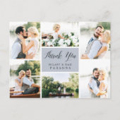 Cursive | Wedding Photo Collage Thank You Postkarte (Vorderseite)
