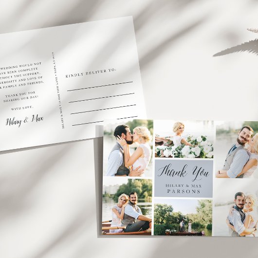 Cursive | Wedding Photo Collage Thank You Postkarte