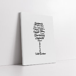 Cursive Weintypografie in Schwarz-Weiß II Leinwanddruck