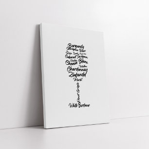 Cursive Weintypografie in Schwarz-Weiß II Leinwanddruck