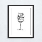 Cursive Weintypografie in Schwarz-Weiß II Poster