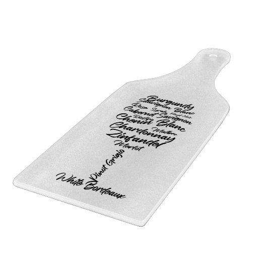 Cursive Weintypografie in Schwarz-Weiß II Schneidebrett (Ecke)