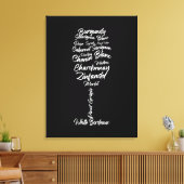 Cursive Weintypografie in Schwarz-Weiß Leinwanddruck (Insitu (Wohnzimmer))