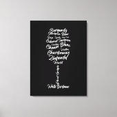 Cursive Weintypografie in Schwarz-Weiß Leinwanddruck (Vorderseite)
