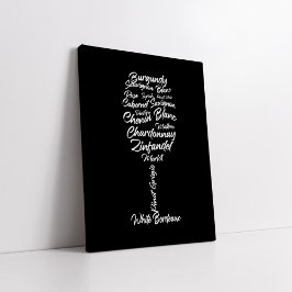 Cursive Weintypografie in Schwarz-Weiß Leinwanddruck
