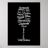 Cursive Weintypografie in Schwarz-Weiß Poster (Vorne)