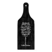 Cursive Weintypografie in Schwarz-Weiß Schneidebrett (Vorderseite)