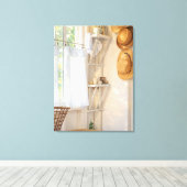 Curtain in the Wind Stretched Canvas Print Leinwanddruck (Insitu (Holzboden))