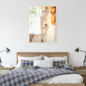 Curtain in the Wind Stretched Canvas Print Leinwanddruck (Insitu (Schlafzimmer))