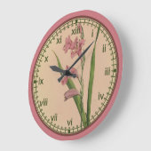 Curtis Botanical Pink Lily Wall Clock in 3 Styles Große Wanduhr (Winkel)