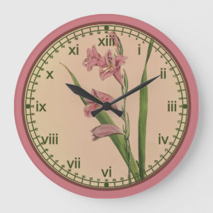 Curtis Botanical Pink Lily Wall Clock in 3 Styles Große Wanduhr
