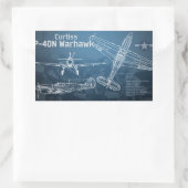 Curtiss P-40 Warhawk Blueprint Rechteckiger Aufkleber (Tasche)