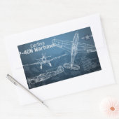 Curtiss P-40 Warhawk Blueprint Rechteckiger Aufkleber (Umschlag)