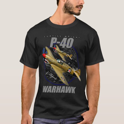 Curtiss P-40 Warhawk USAF WW2 Kampfflugzeug T-Shirt (Vorderseite)
