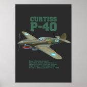 Curtiss P-40 Warhawk | WW2-Flugzeug Poster (Vorne)