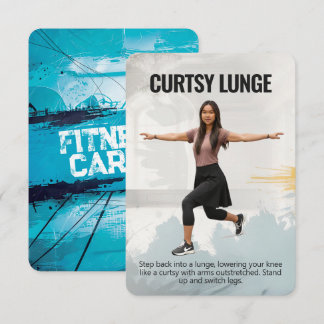Curtsy Lunge Fitness Card with Blue Backing Save The Date