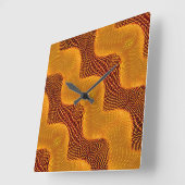 Curva laranja e pontos dourados sobre fundo marrom quadratische wanduhr (Winkel)