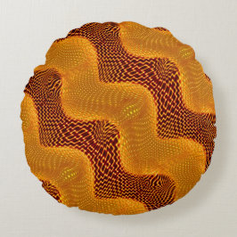 Curva laranja e pontos dourados sobre fundo marrom rundes kissen