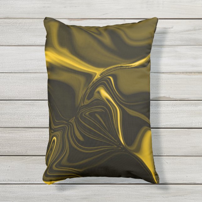 Curvas amarelas ou dourados em imagem marrom. kissen für draußen (Vorderseite(Vertikal))