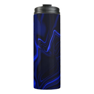 Curvas azuis em imagem azul escura. thermosbecher