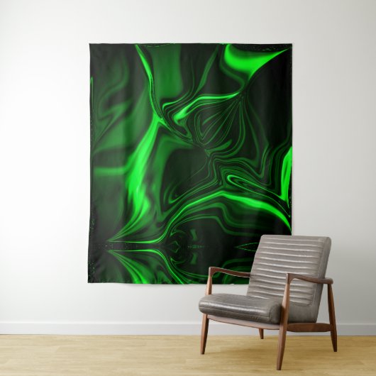 Curvas e dobras verde niquelado em fundo escuro. wandteppich (Beispiel)