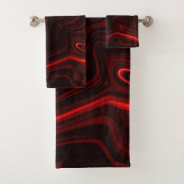Curvas vermelhas claro e escuro em fundo escuro. badhandtuch set
