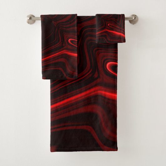 Curvas vermelhas claro e escuro em fundo escuro. badhandtuch set (Insitu)