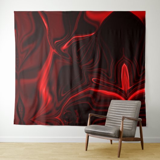 Curvas vermelhas claro e escuro em fundo escuro. wandteppich (Beispiel (Horizontal))