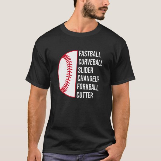 Curveball Slider Changeup Forkball Cutter Baseball T-Shirt (Vorderseite)