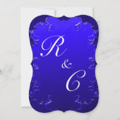 Curved Blue Elegance Einladung (Rückseite)