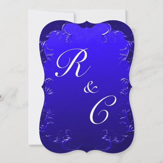 Curved Blue Elegance Einladung (Rückseite)