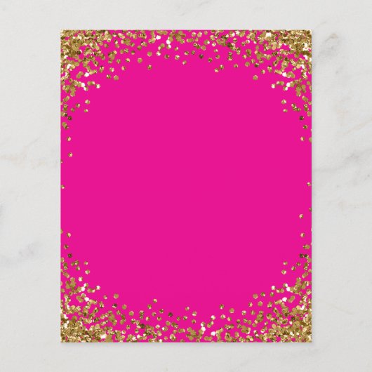 Curved Gold Glitter Hot Pink Menu (Rückseite)