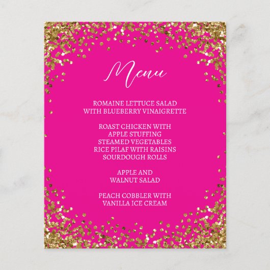 Curved Gold Glitter Hot Pink Menu (Vorderseite)