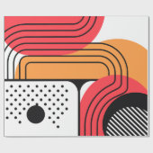 Curved Line with Red & Orange Geometric Shapes Geschenkpapier (Flach)