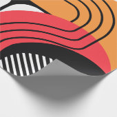 Curved Line with Red & Orange Geometric Shapes Geschenkpapier (Ecke)